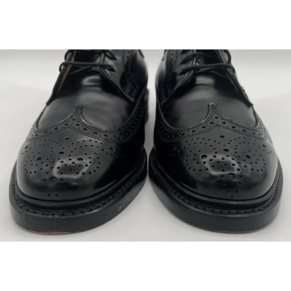 Vtg Florsheim Royal Imperial Black Leather Wingtip Derby Dress Shoes Size 6.5 3E